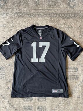 Nike On Field Raiders Black Football Jersey with White 17 and Sleeve Logos